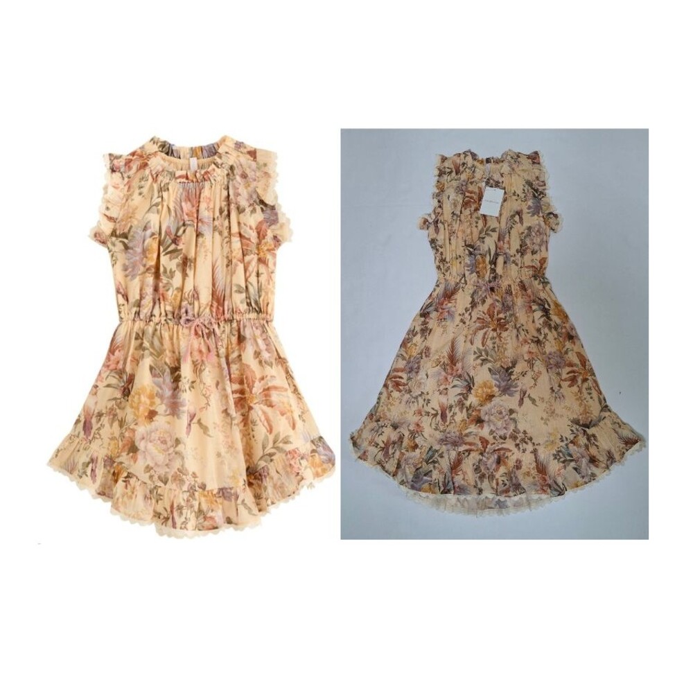ZIMMERMANN Dress Girls 12 Floral Print Ruffle Elastic Waist Preppy Casual NEW